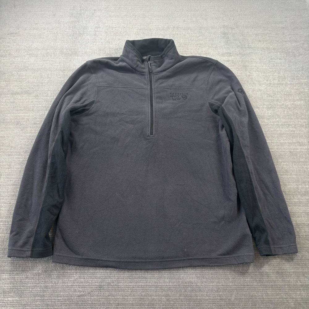 Mountain Hardwear 1/2 Zip Fleece Sweater Mens M Gray Mock Neck Hiking